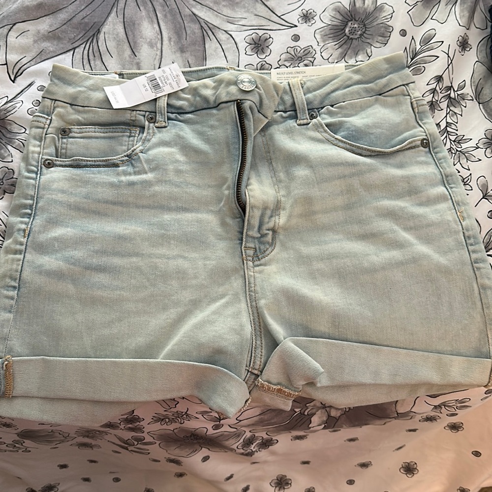 Light wash jean shorts